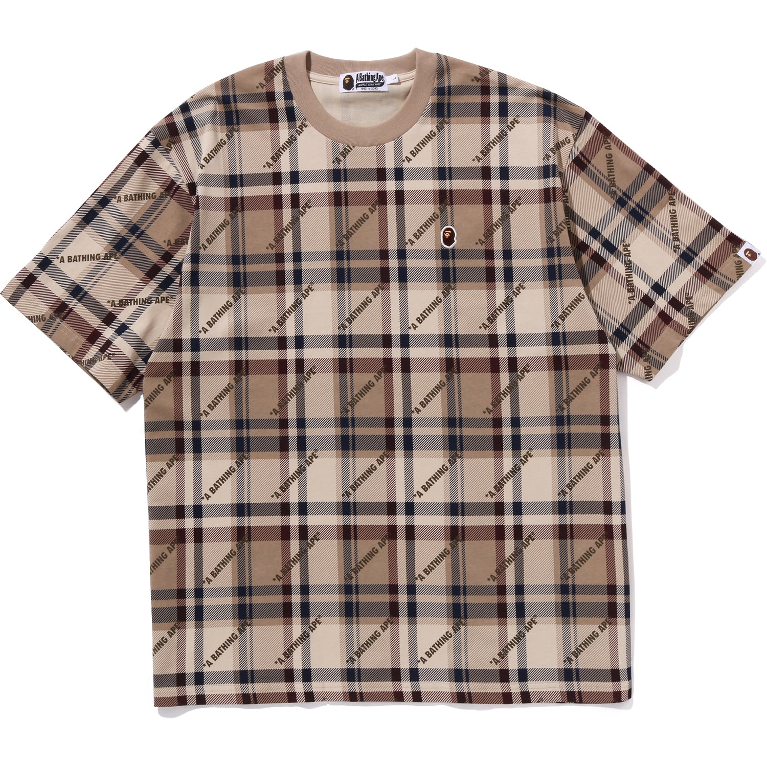 A BATHING APE LOGO CHECK PATTERN TEE MENS