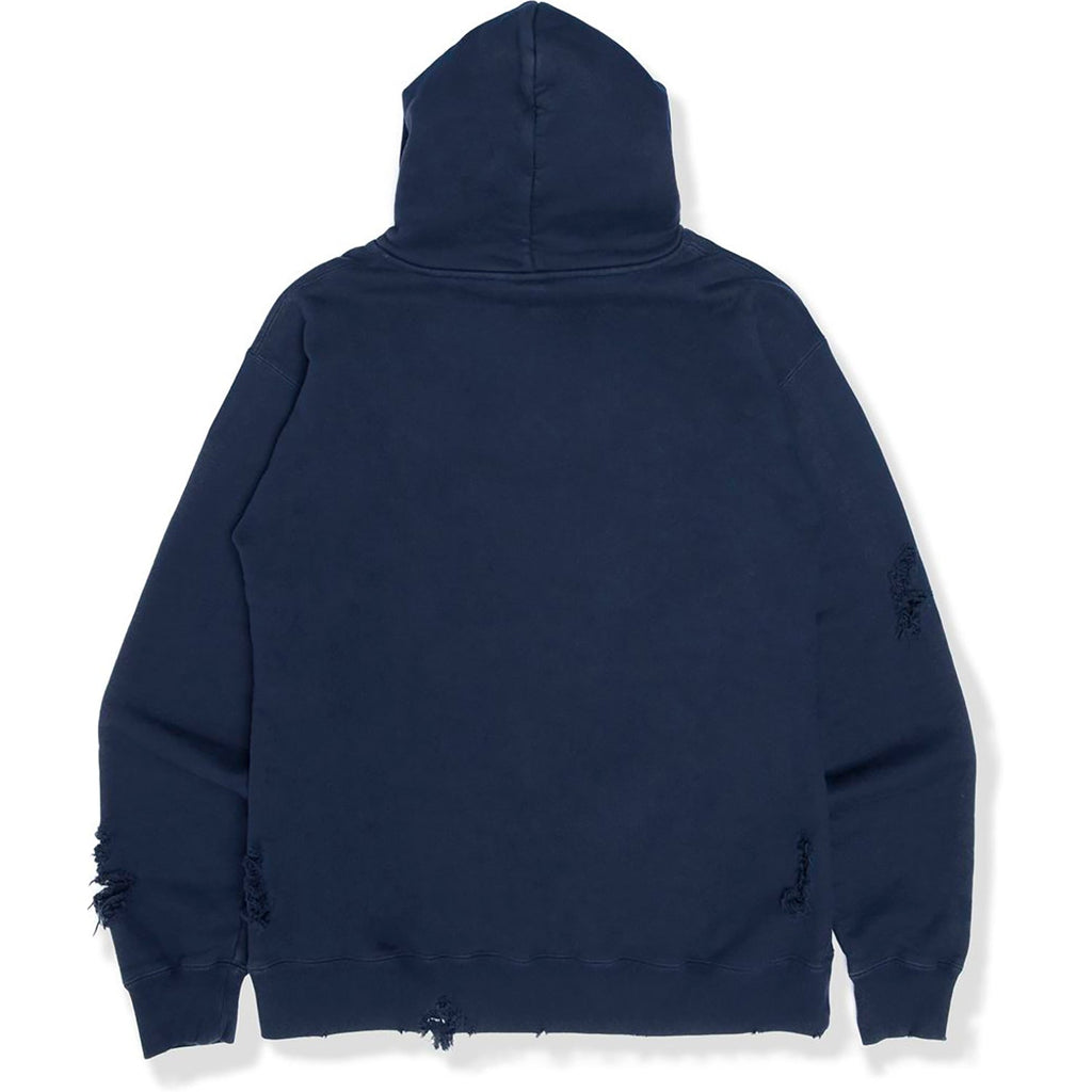 BAPE BLACK LOGO DISTRESSED HOODIE MENS