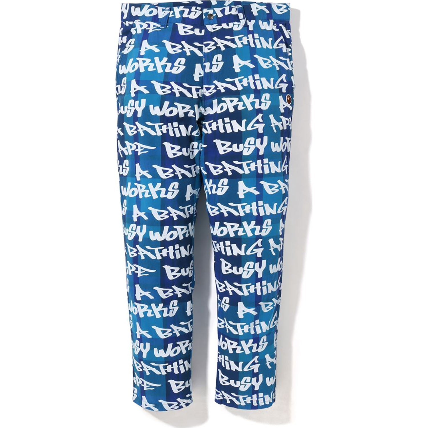 BAPE GRAFFITI CHECK ONE POINT RELAXED FIT PANTS MENS