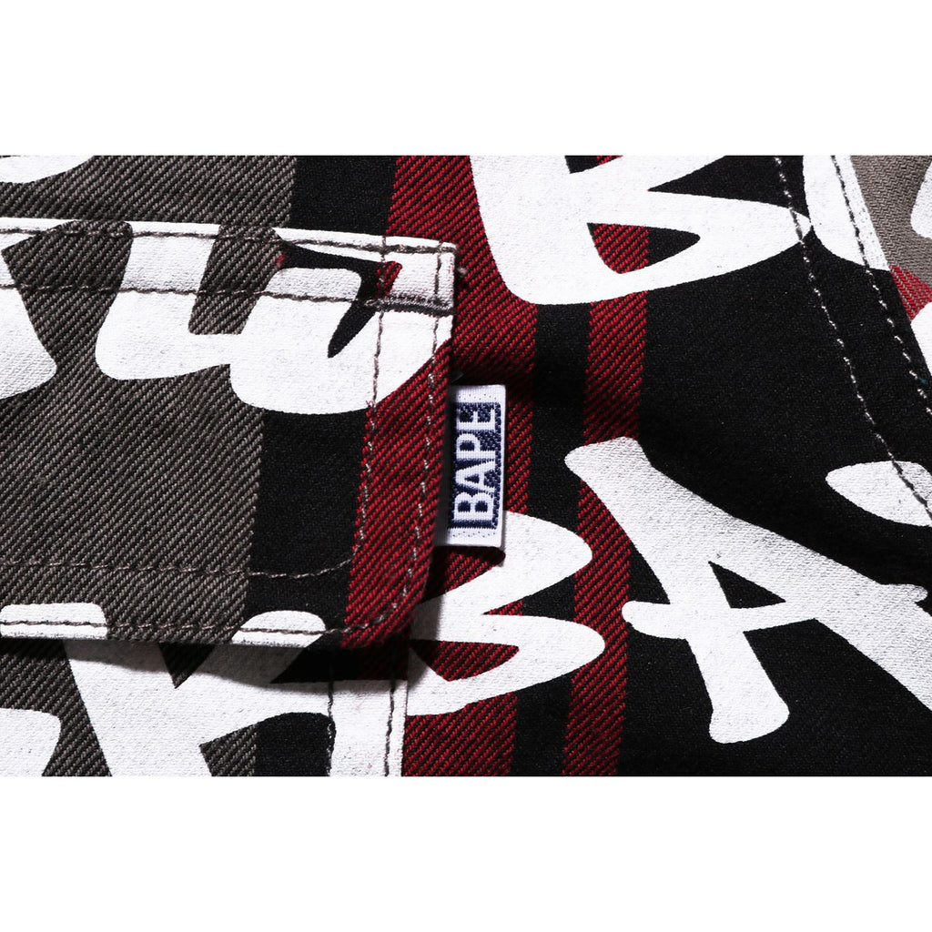 BAPE GRAFFITI CHECK SHIRT MENS