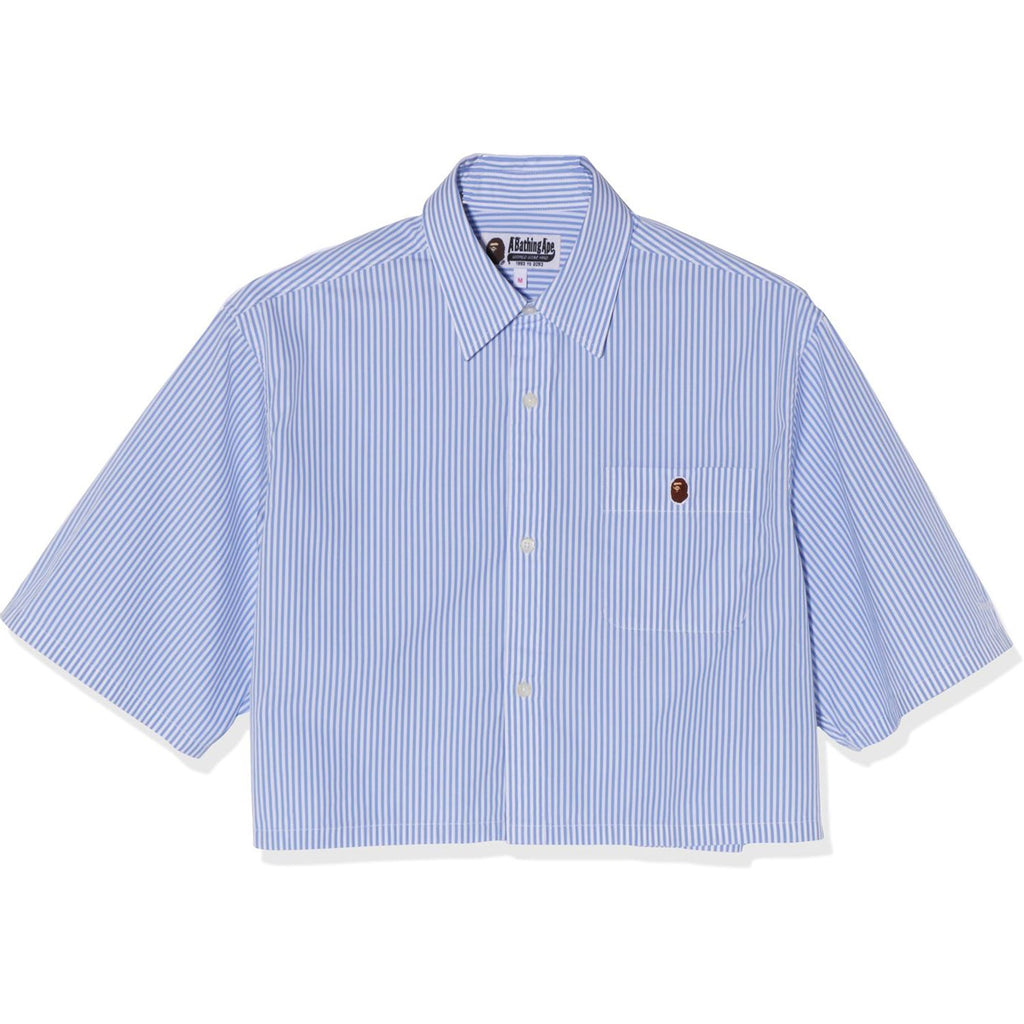 APE HEAD ONE POINT STRIPE CROPPED S/S SHIRT LADIES