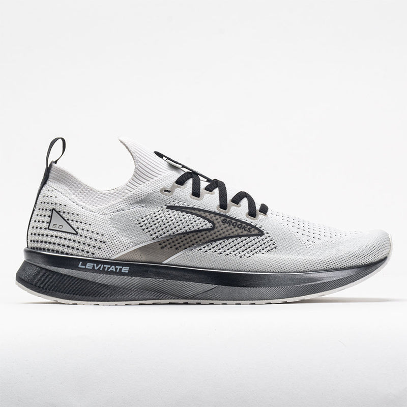 Men's Brooks Levitate Stealthfit 5, White/Grey/Black, 9 D Medium