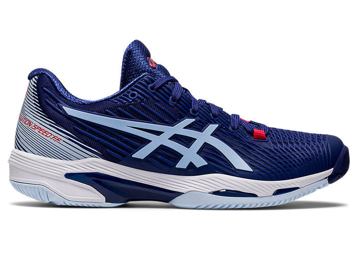Women's Asics Solution Speed FlyteFoam 2, Dive Blue/Soft Sky, 8 B Medium