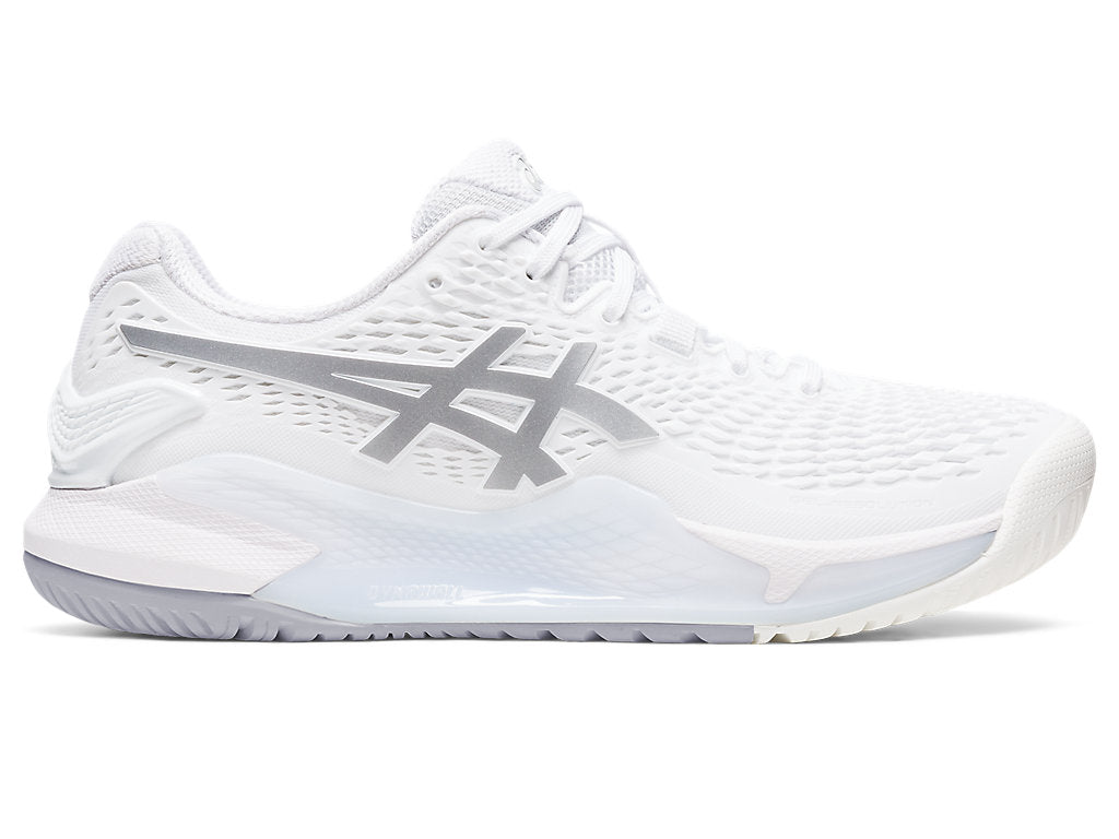 Women's Asics Gel-Resolution 9, White/Pure Silver, 9 B Medium