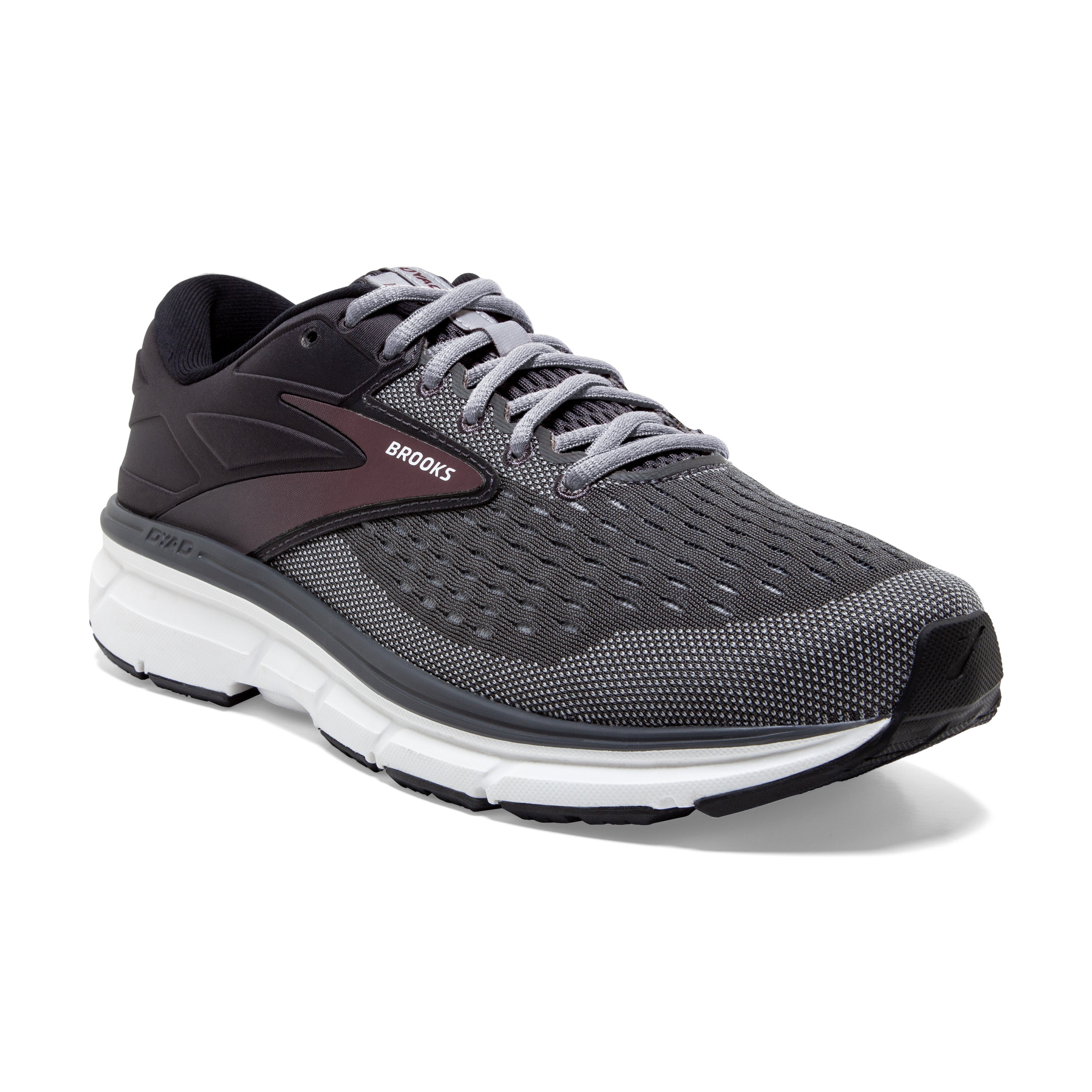 Men's Brooks Dyad 11, Blackened Pearl/Alloy/Red, 12.5 D Medium
