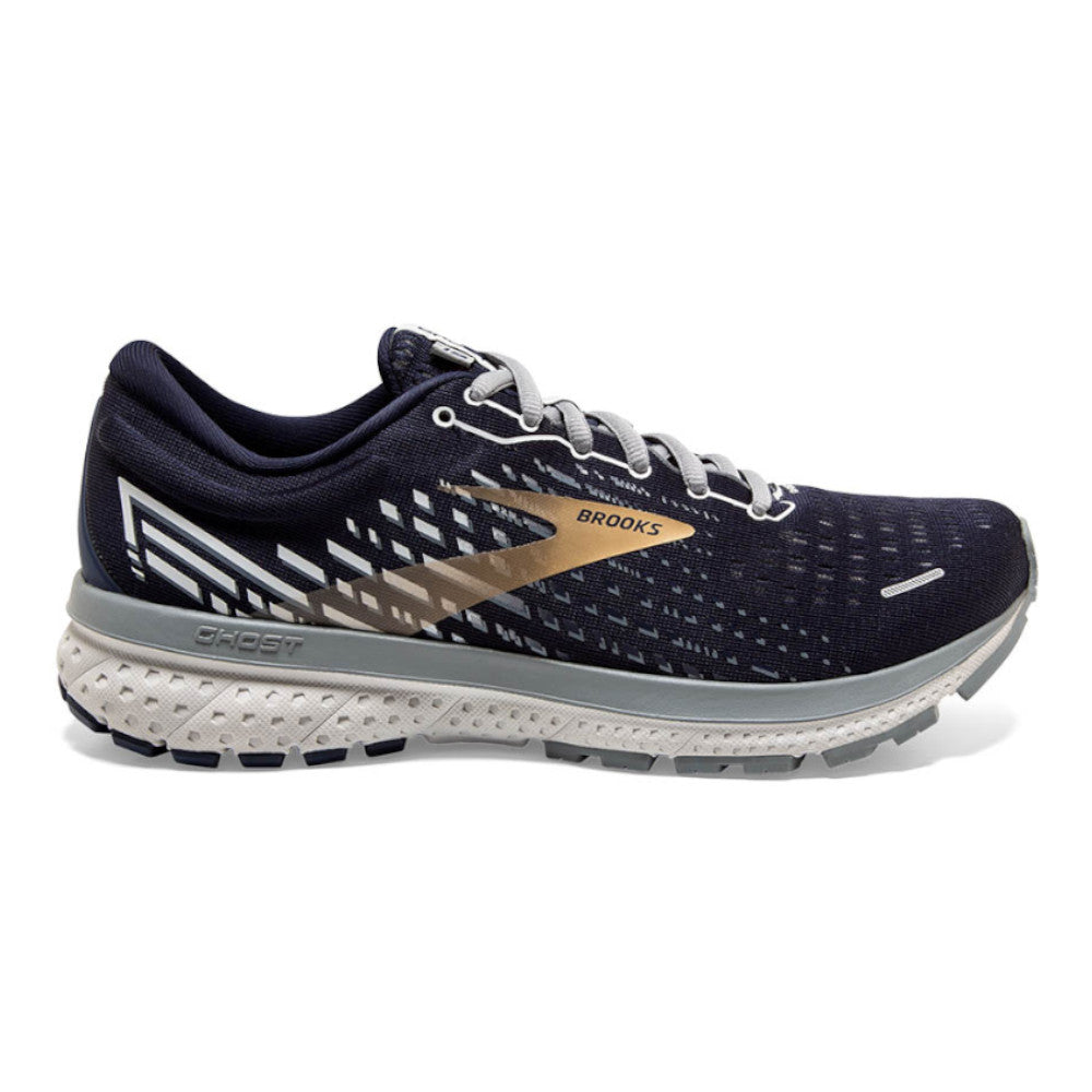 Men's Brooks Ghost 13, Peacoat/Grey/Gold, 9.5 D Medium