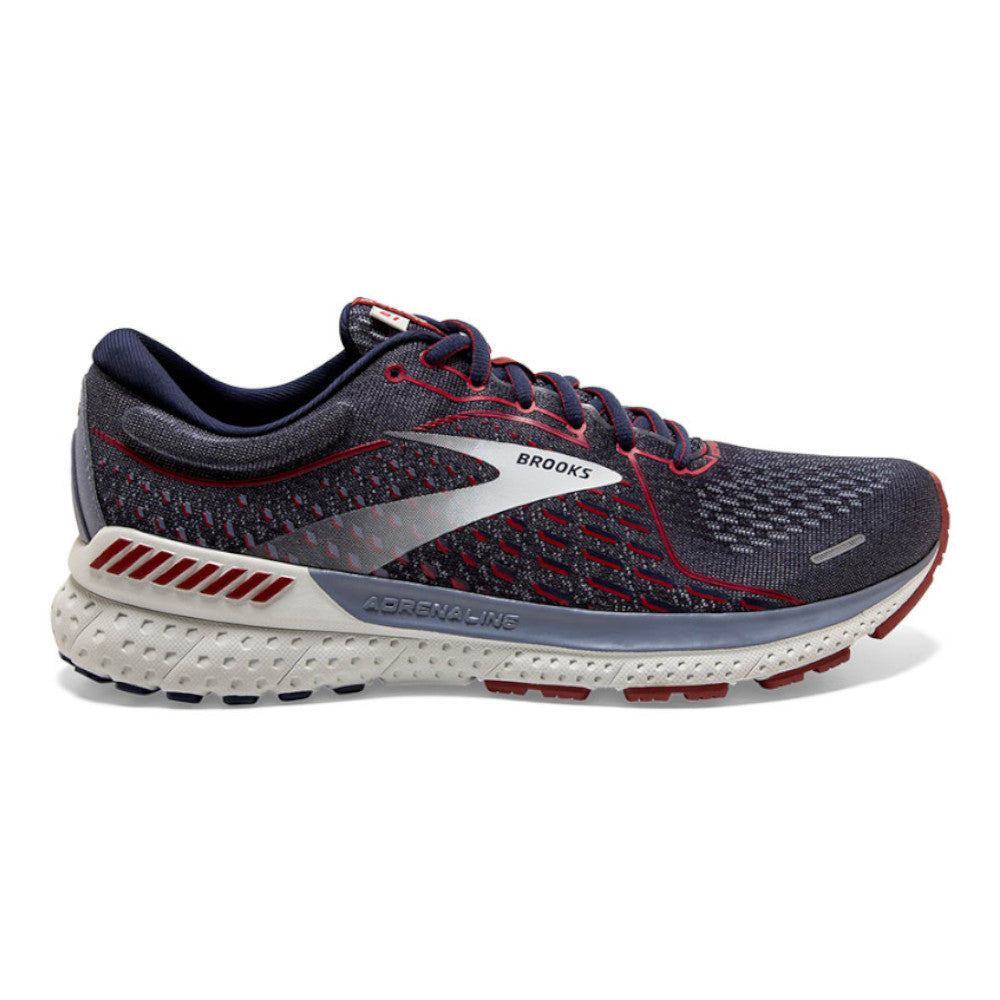 Men's Brooks Adrenaline GTS 21, Peacoat/Grey/Red, 12 D Medium