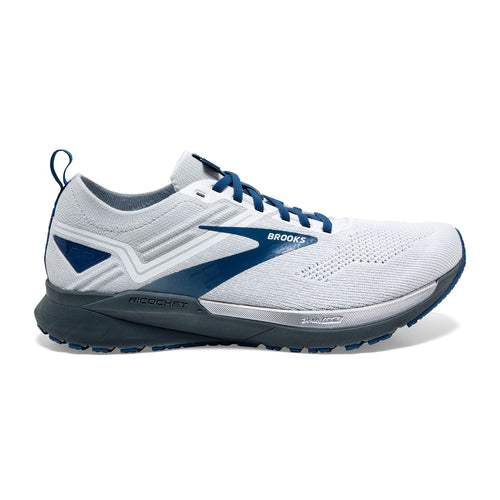 Men's Brooks Ricochet 3, White/Grey/Blue, 10 D Medium