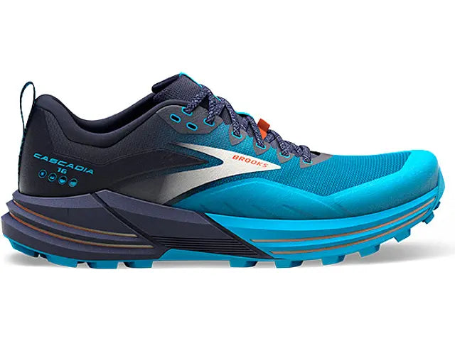 Men's Brooks Cascadia 16, Peacoat/Atomic Blue/Rooibos, 12.5 D Medium