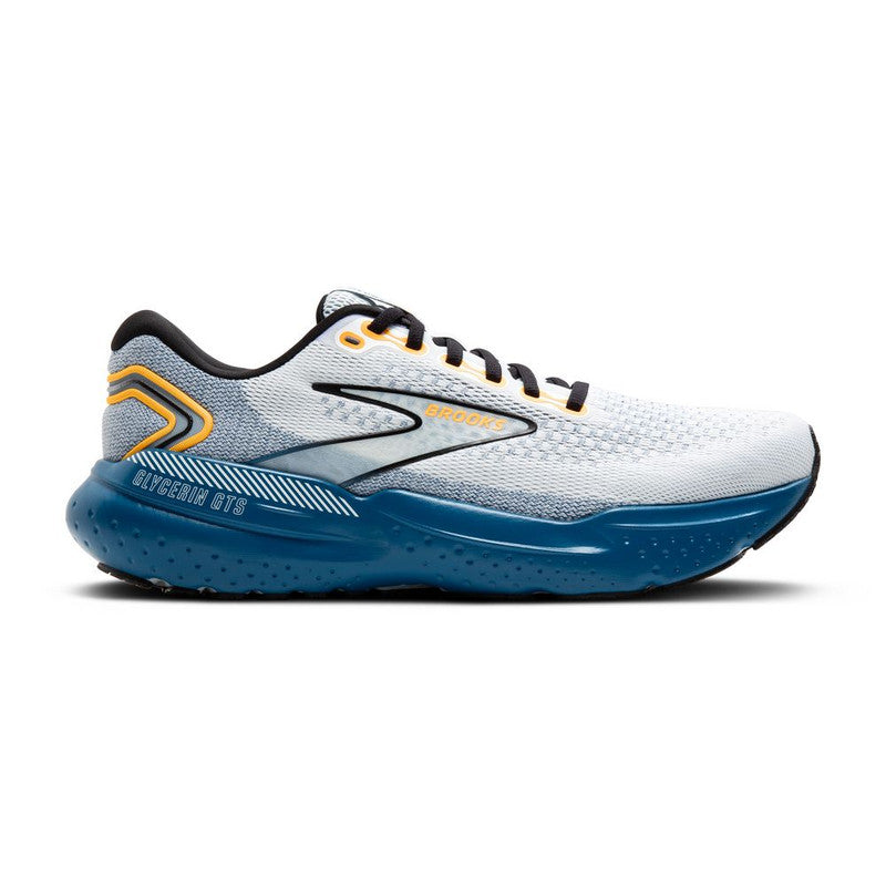 Men's Brooks Glycerin GTS 21, White/Sapphire/Orange, 10.5 D Medium