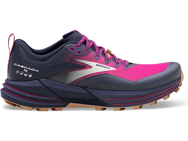 Women's Brooks Cascadia 16, Peacoat/Pink/Biscuit, 8 B Medium