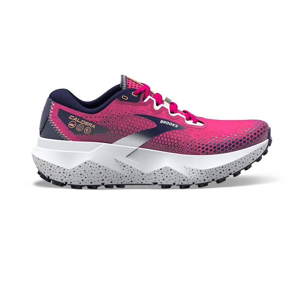 Women's Brooks Caldera 6, Pink Glo/Peacoat/Marhsmallow, 9 B Medium
