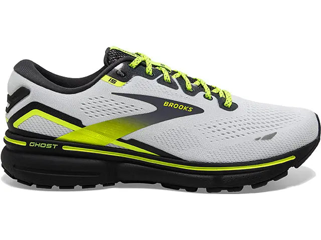 Women's Brooks Ghost 15, White/Ebony/Nightlife, 10 B Medium