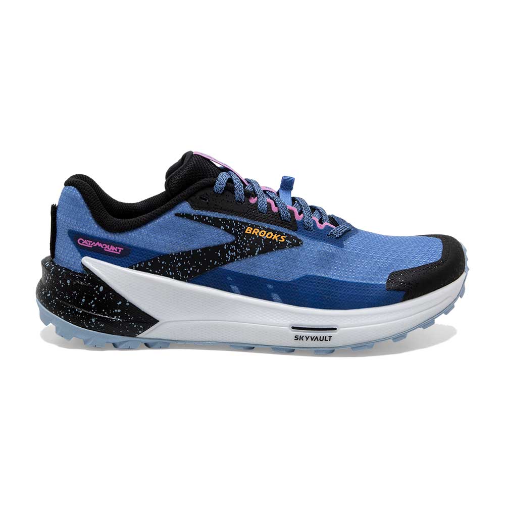 Women's Brooks Catamount 2, Blue/Black/Yellow, 8 B Medium