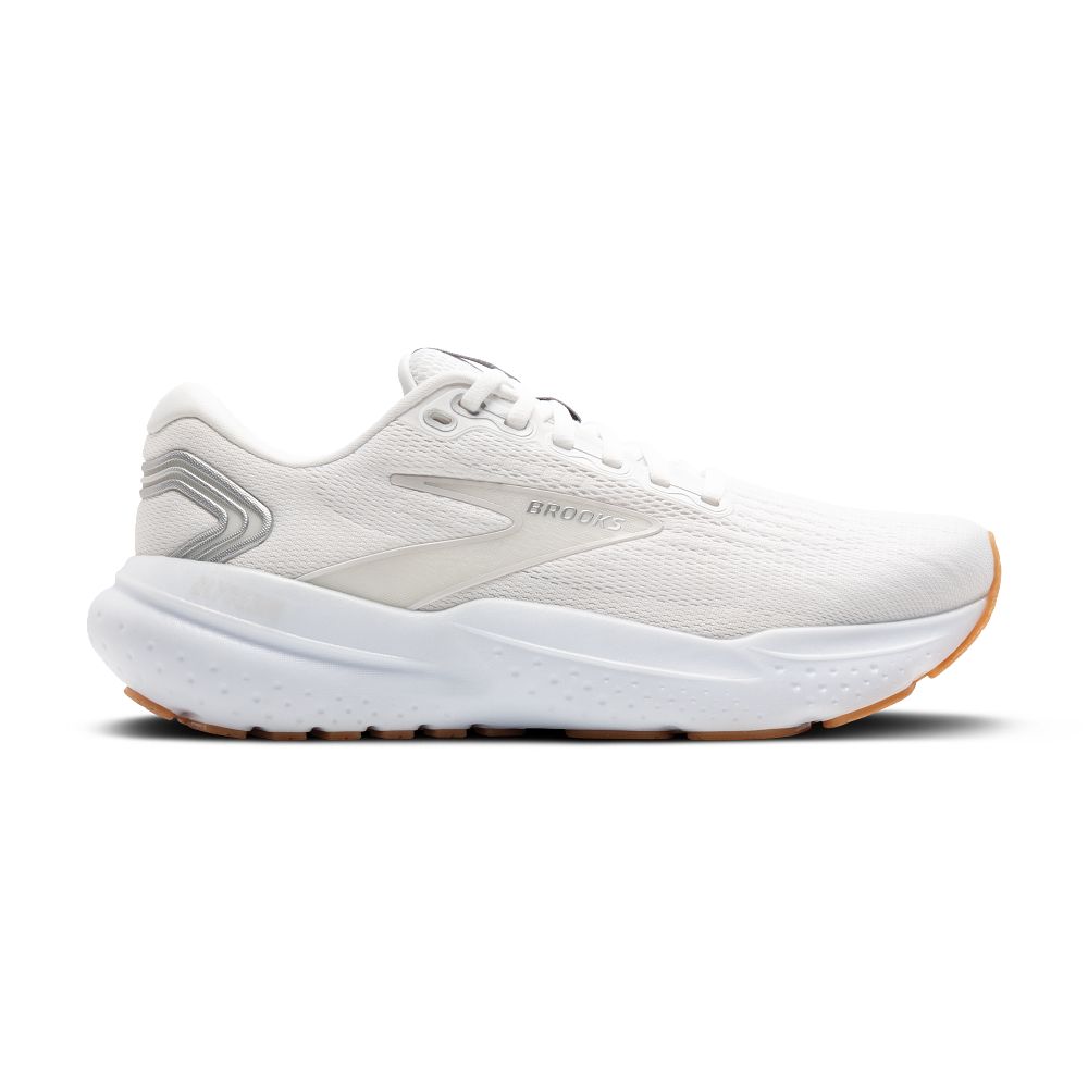 Women's Brooks Glycerin 21, White/Silver/Biscuit, 9 B Medium