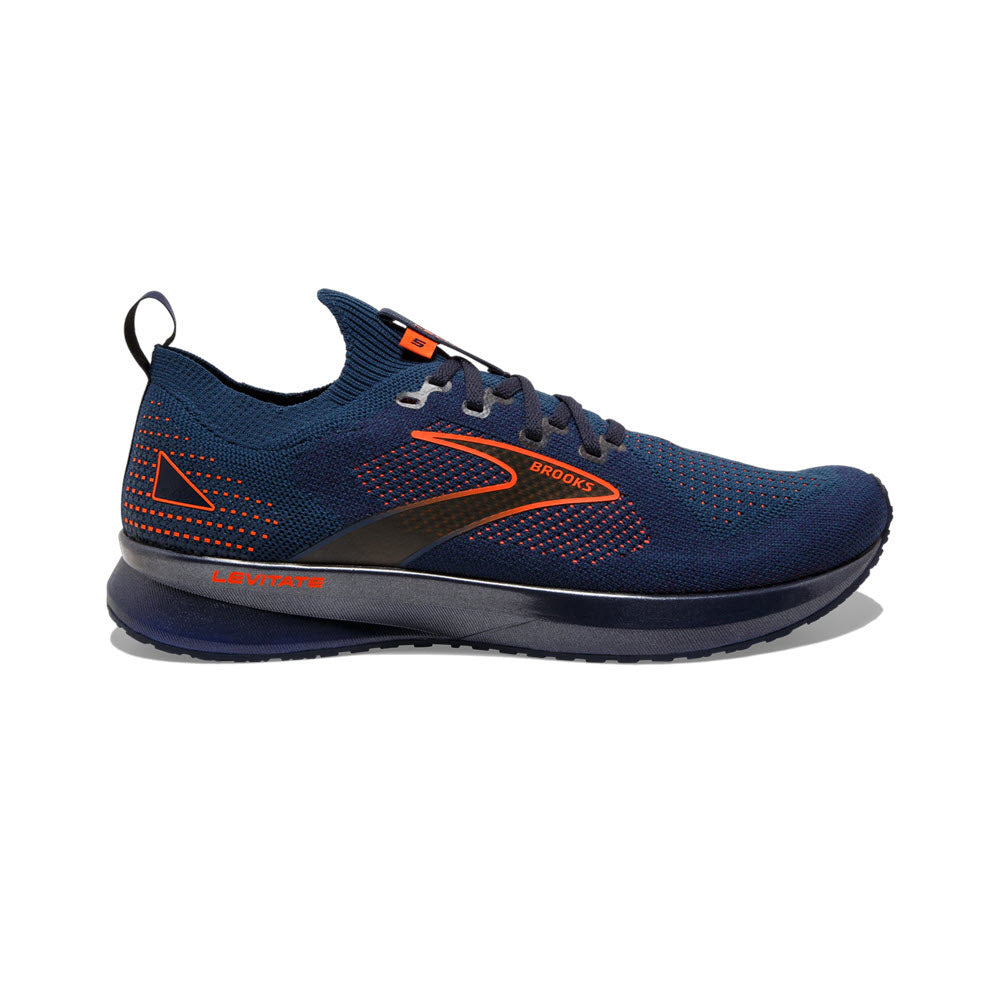 Men's Brooks Levitate Stealthfit 5, Peacoat/Titan/Flame, 9 D Medium