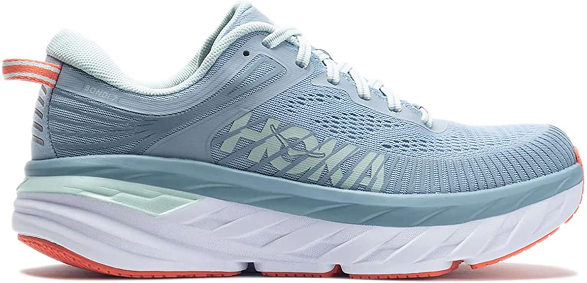 Women's Hoka One One Bondi 7, Blue Fog/Blue Glass, 9 D Wide