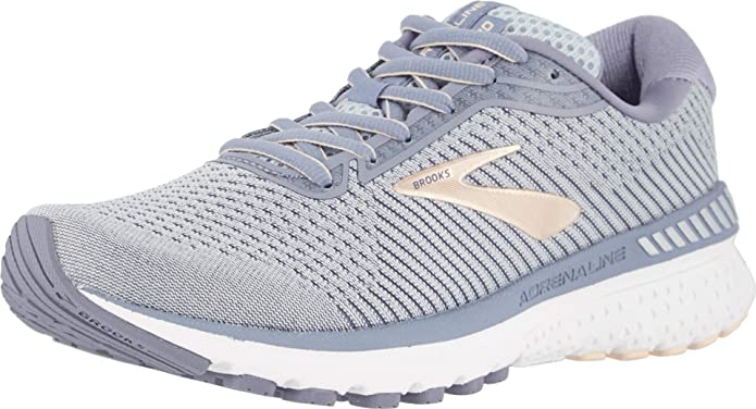 Women's Brooks Adrenaline GTS 20, Grey/Pale Peach/White, 10.5 B Medium
