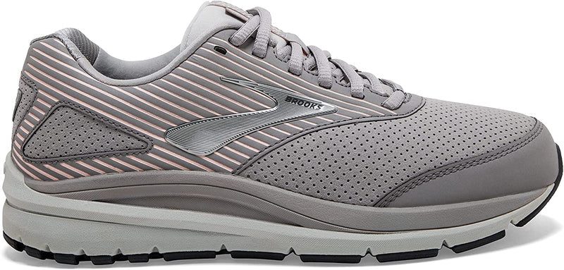 Women's Brooks Addiction Walker Suede, Alloy/Oyster/Peach, 10.5 D Wide