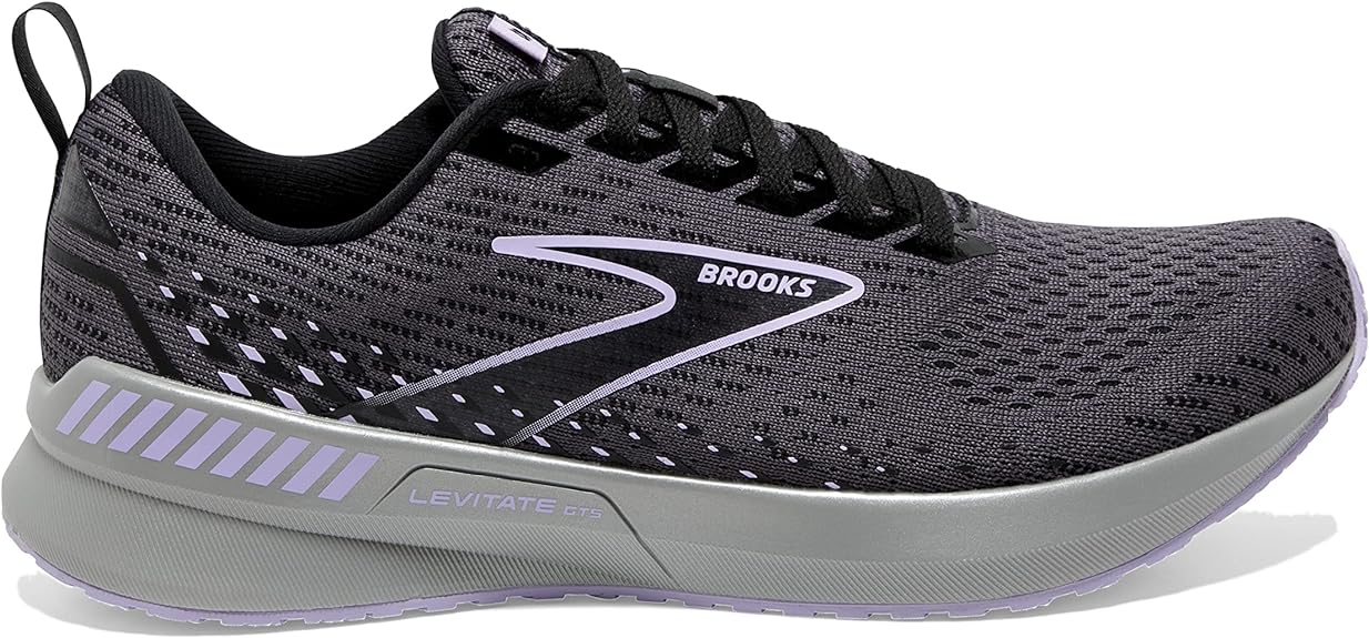 Women's Brooks Levitate GTS 5, Ebony/Black/Lilac, 7.5 B Medium