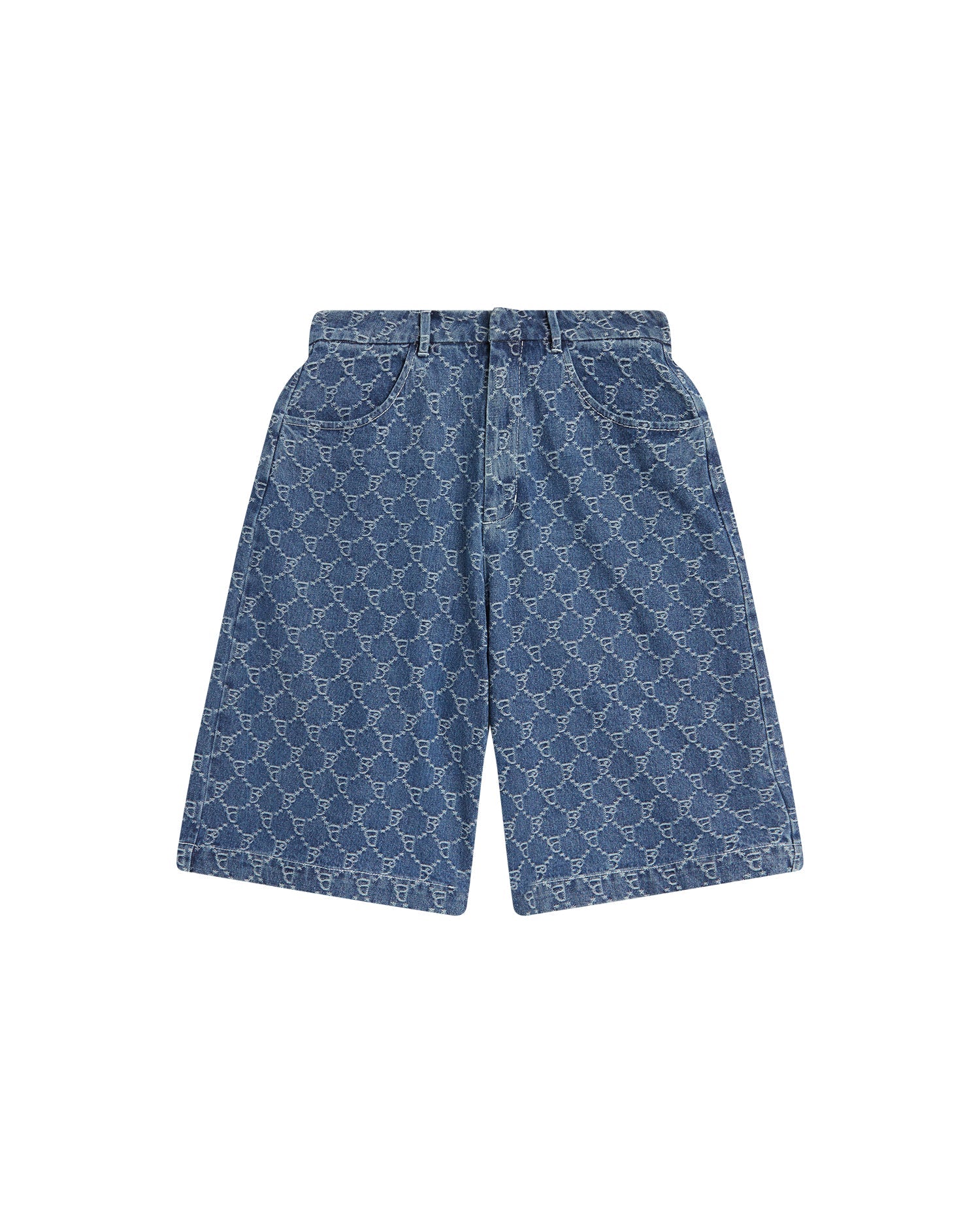 BAPY LOGO MONOGRAM JACQUARD DENIM SHORTS LADIES