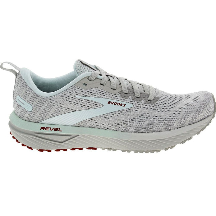 Women's Brooks Revel 6, Oyster Mushroom/Alloy/Blue, 6 B Medium