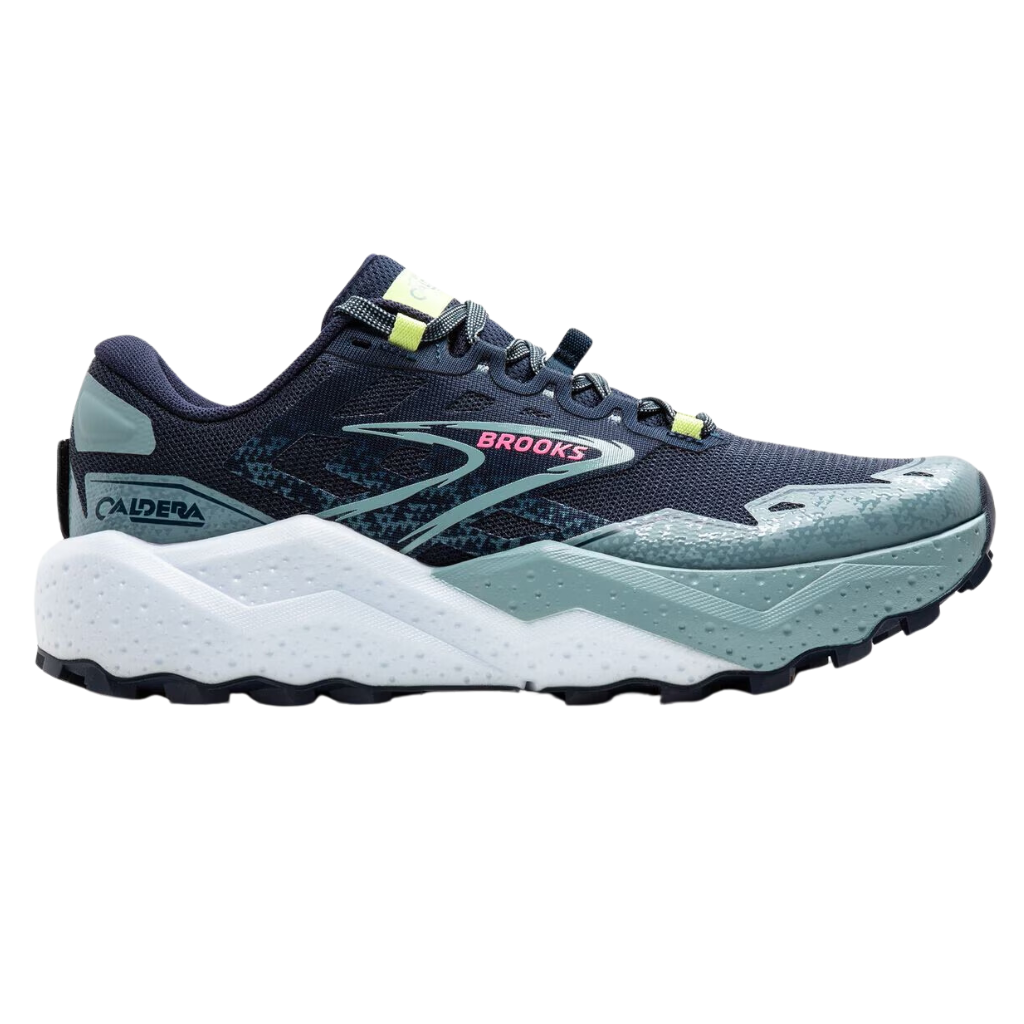 Women's Brooks Caldera 7, Peacoat/Citadel/Sunny Lime, 8 B Medium