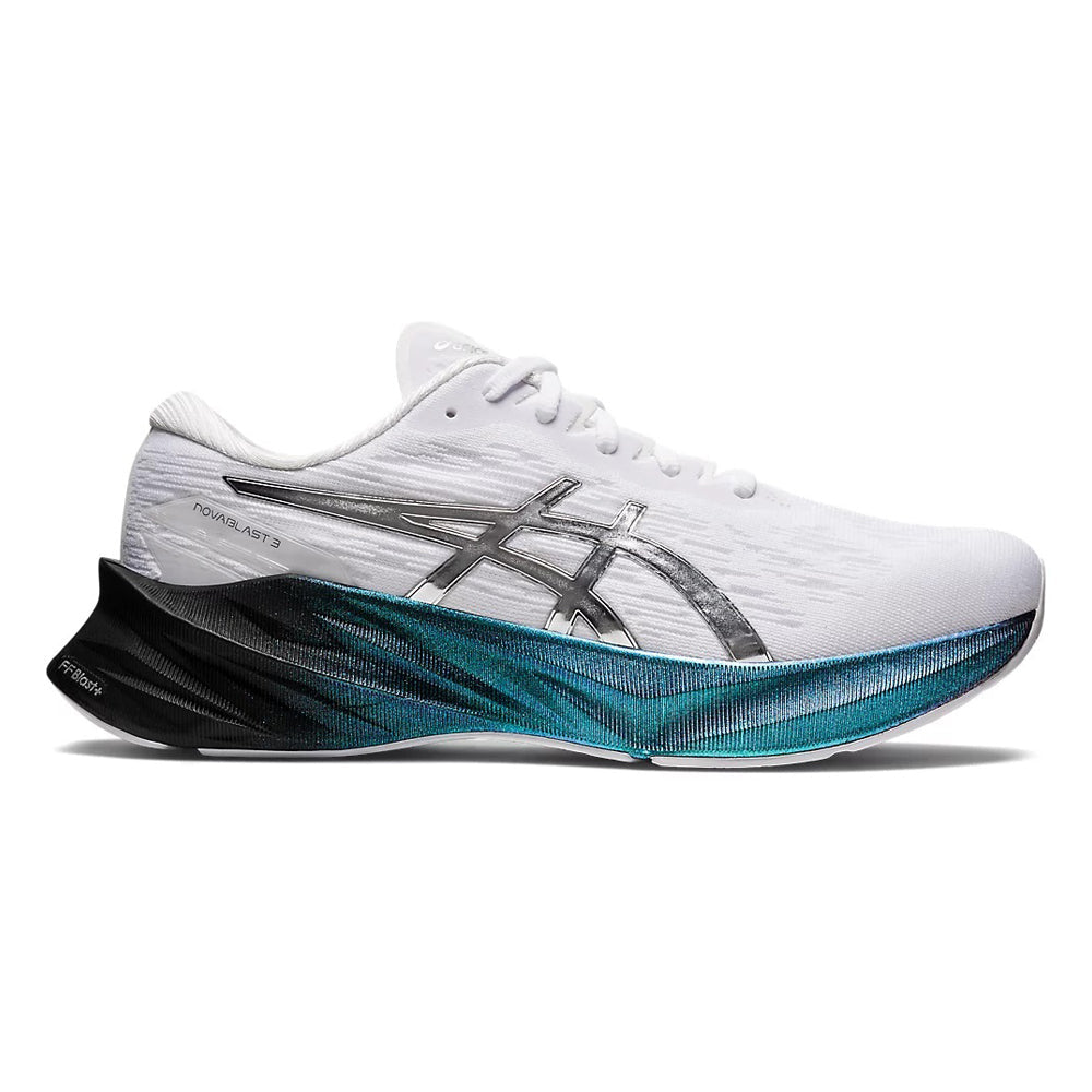 Men's Asics Novablast 3 Platinum, White/Pure Silver, 12 D Medium