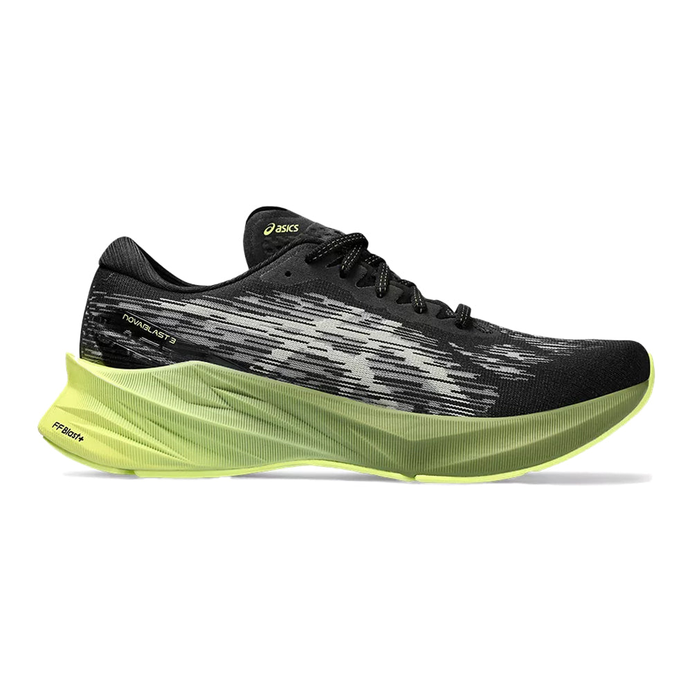 Men's Asics Novablast 3, Black/Dried Leaf Green, 10 D Medium