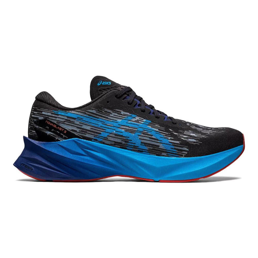 Men's Asics Novablast 3, Black/Island Blue, 11.5 D Medium