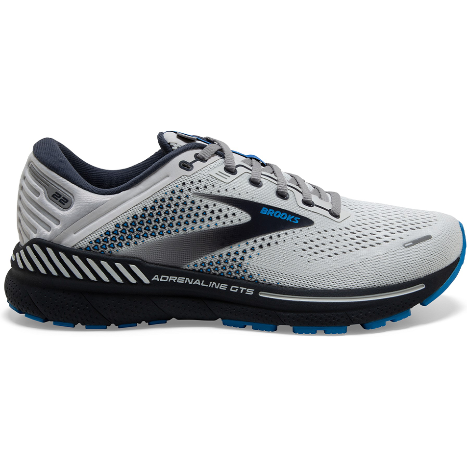 Men's Brooks Adrenaline GTS 22, Oyster/India Ink/Blue, 14 D Medium