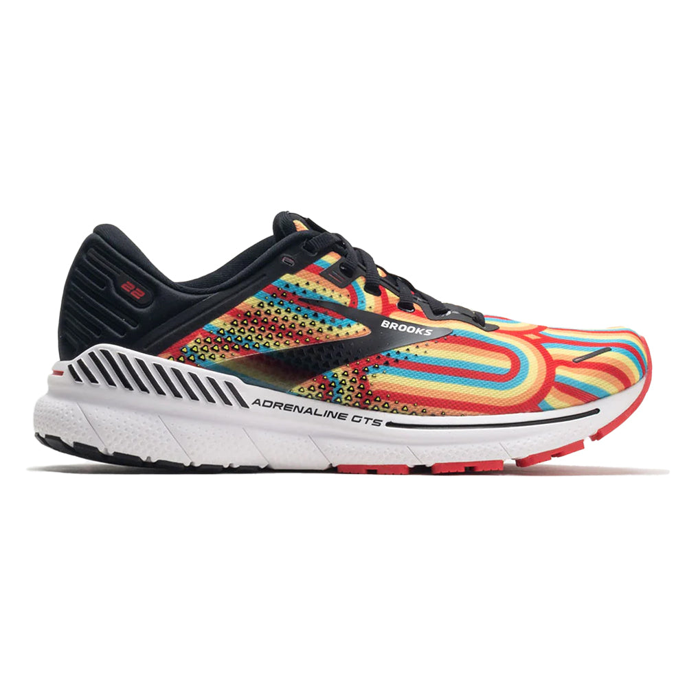 Men's Brooks Adrenaline GTS 22, Black/Bittersweet/Limelight, 12 D Medium
