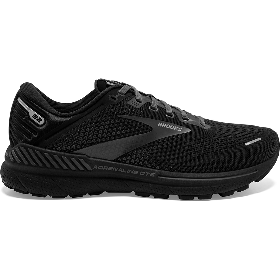 Men's Brooks Adrenaline GTS 22, Black/Black/Ebony, 8.5 D Medium