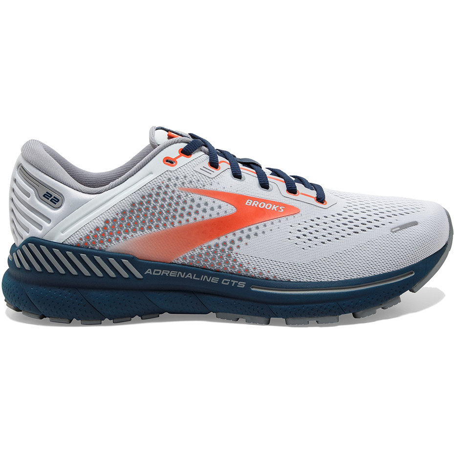 Men's Brooks Adrenaline GTS 22, Arctic/Red/Titan, 9 D Medium