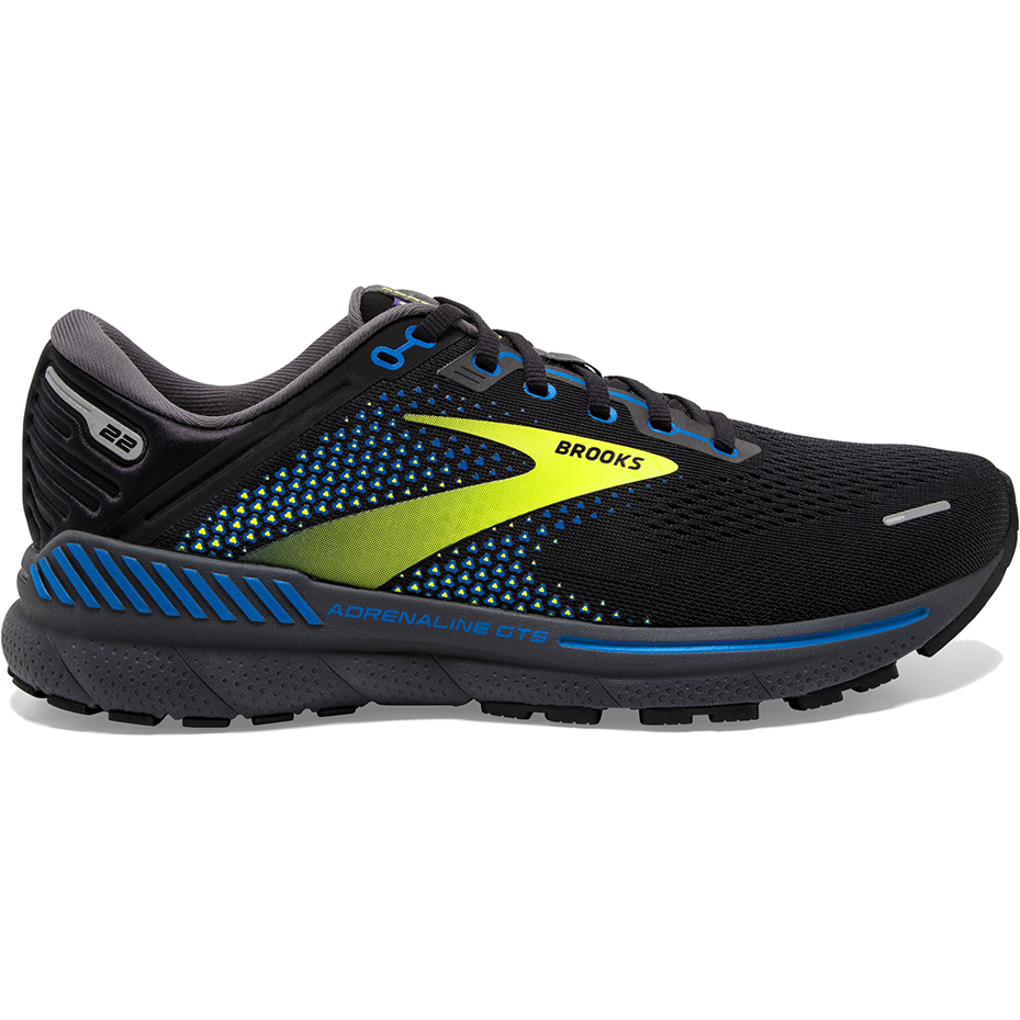 Men's Brooks Adrenaline GTS 22, Black/Blue/Nightlife, 10 D Medium