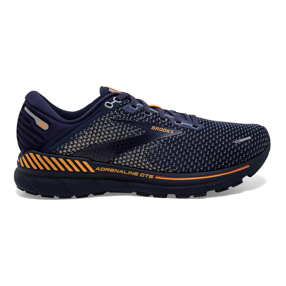 Men's Brooks Adrenaline GTS 22, Peacoat/Grey/Sunflower, 8.5 D Medium
