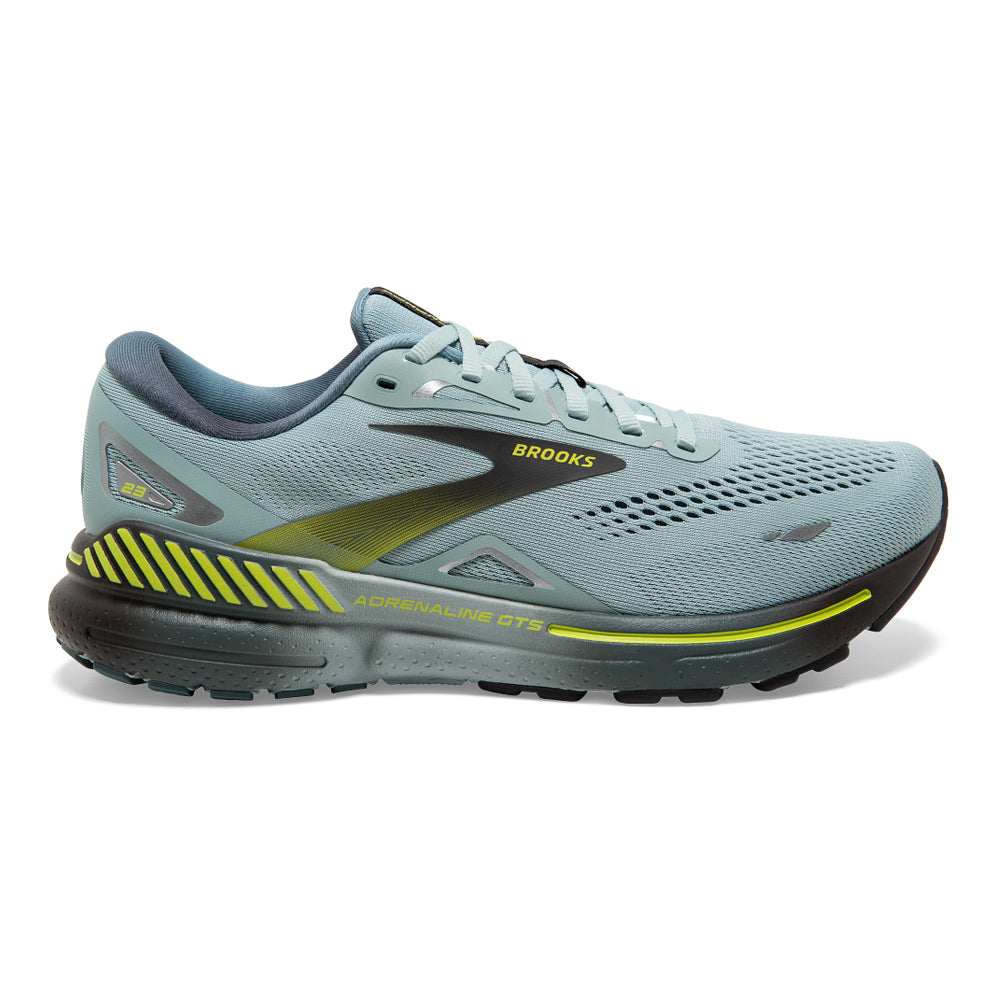 Men's Brooks Adrenaline GTS 23, Cloud Blue/Goblin Blue/Lime, 10 D Medium