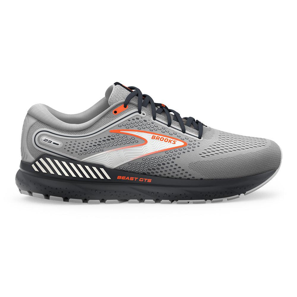 Men's Brooks Beast GTS 23, Grey/Scarlet/Ebony, 10.5 D Medium