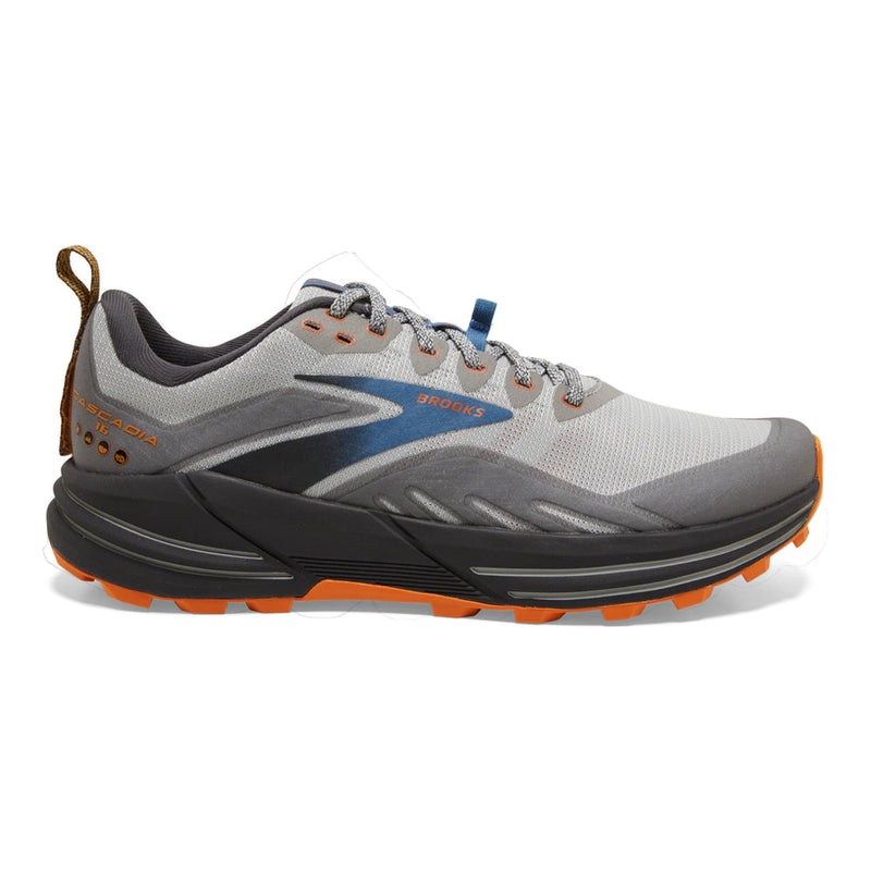 Men's Brooks Cascadia 16, Oyster Mushroom/Alloy/Orange, 15 D Medium