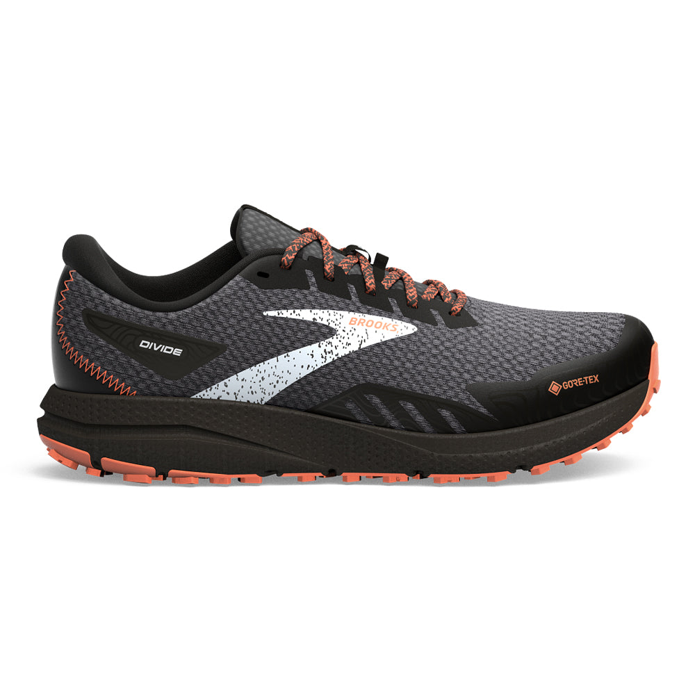 Men's Brooks Divide 4 GTX, Black/Firecracker/Blue, 12 D Medium