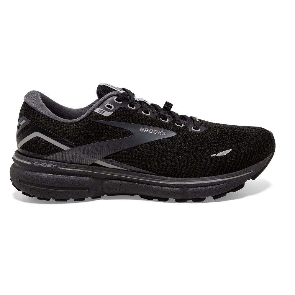 Men's Brooks Ghost 15 GTX, Black/Blackened Pearl/Alloy, 13 D Medium