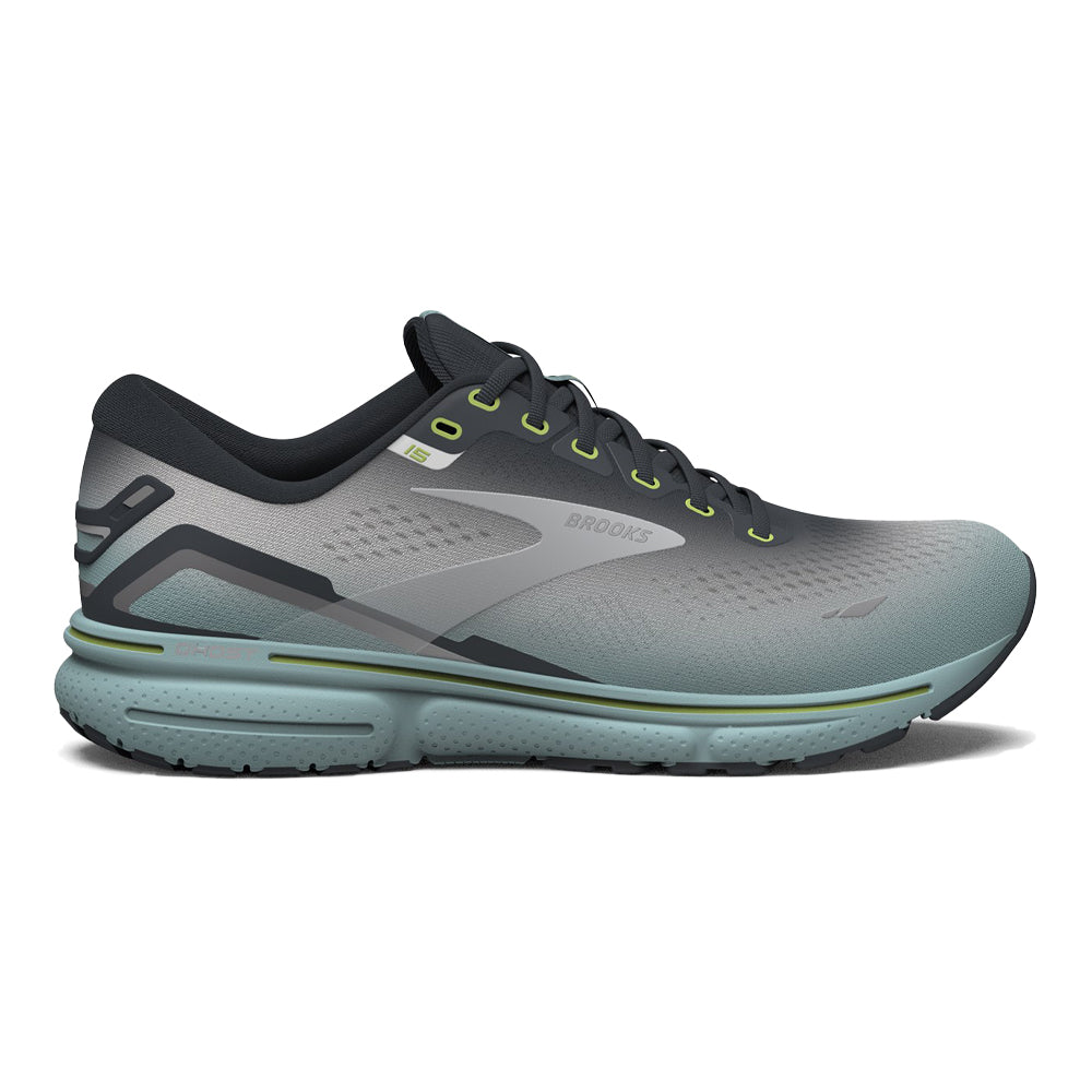 Men's Brooks Ghost 15, Grey/Oyster/Cloud Blue, 9 D Medium