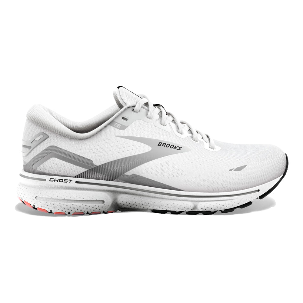 Men's Brooks Ghost 15, White/Black/Flame, 11 D Medium