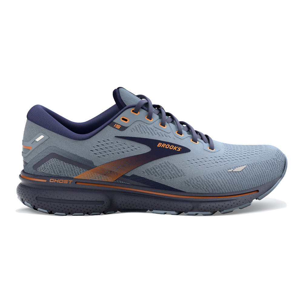 Men's Brooks Ghost 15, Flintstone/Peacoat/Oak, 12.5 2E Wide