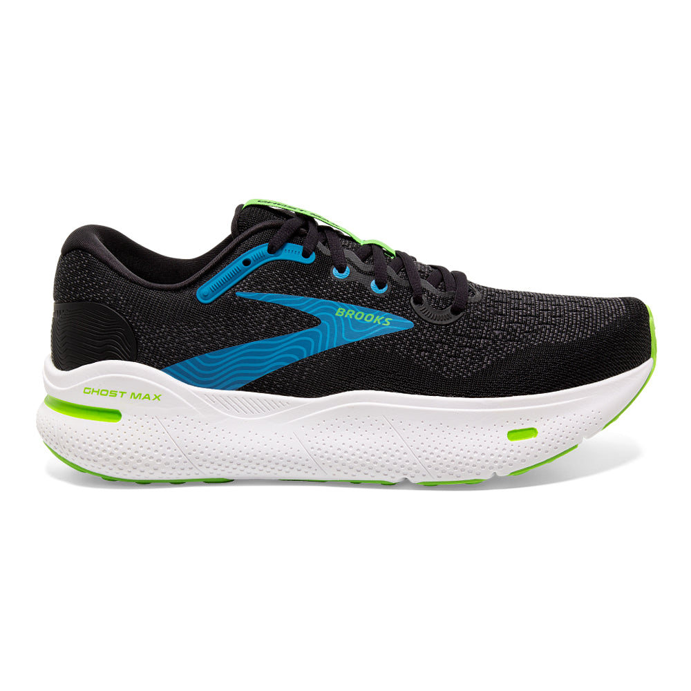 Men's Brooks Ghost Max, Black/Atomic Blue/Jasmine, 10 2E Wide