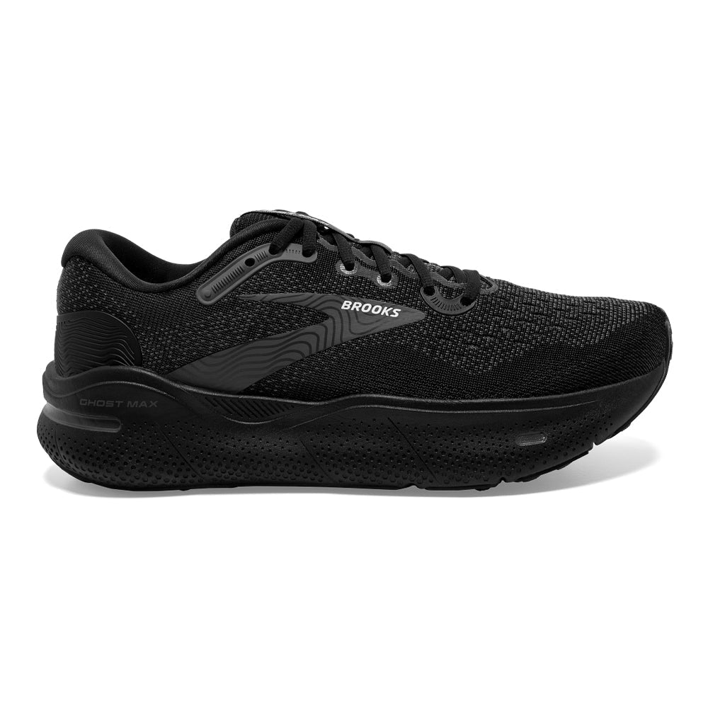 Men's Brooks Ghost Max, Black/Black/Ebony, 14 4E Extra Wide