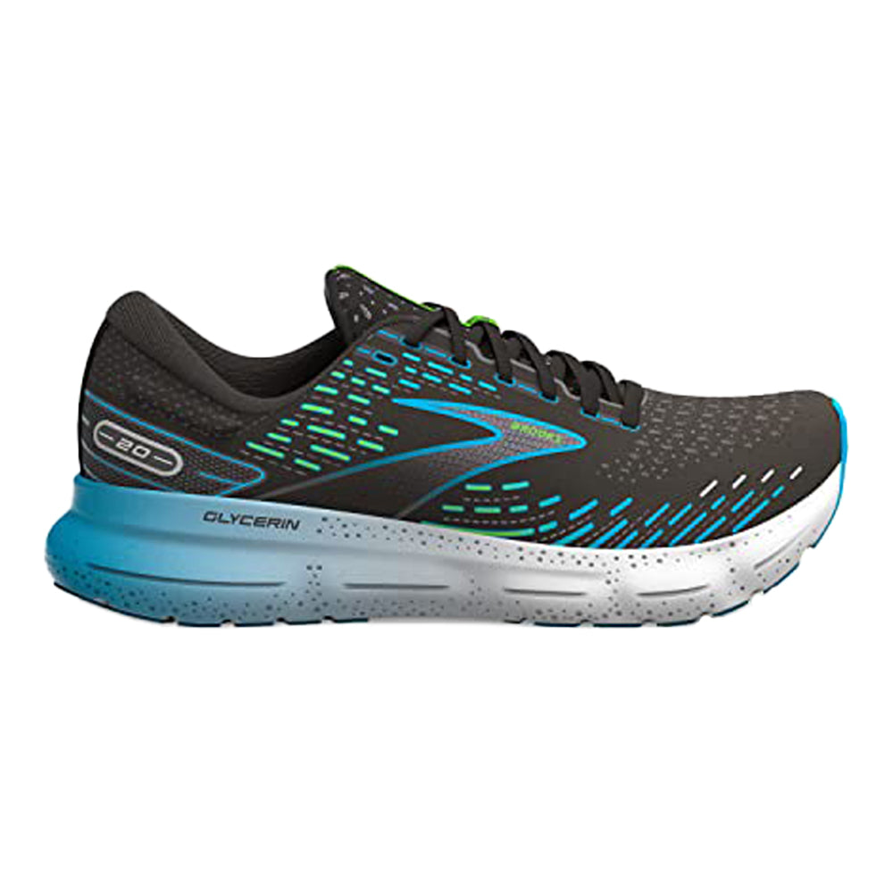 Men's Brooks Glycerin 20, Black/Hawaiian Ocean/Green, 11 D Medium