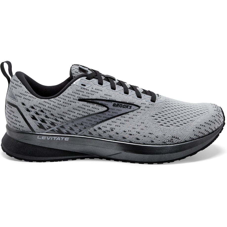 Men's Brooks Levitate 5, Grey/Blackened Pearl/Black, 12.5 D Medium