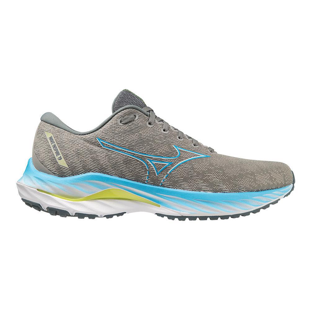 Men's Mizuno Wave Inspire 19, Ghost Grey-Jet Blue, 11.5 D Medium