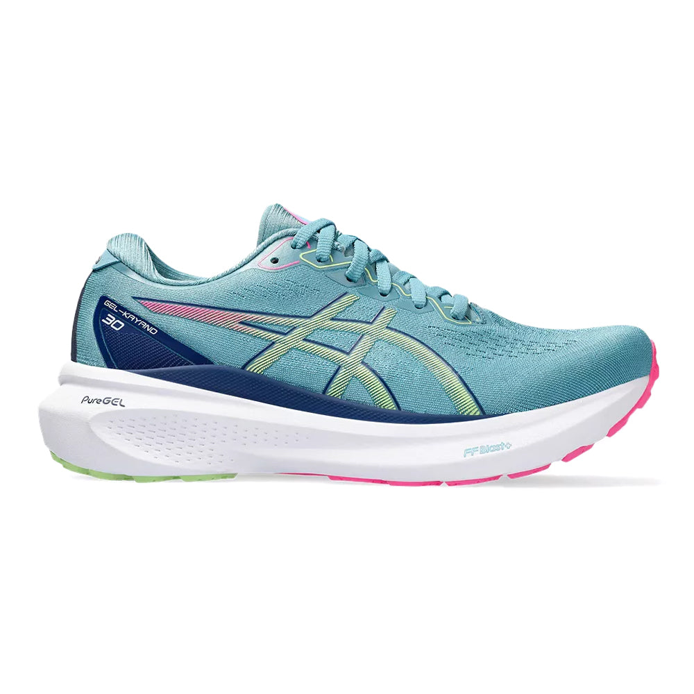 Women's Asics Gel-Kayano 30, Gris Blue/Lime Green, 7.5 B Medium